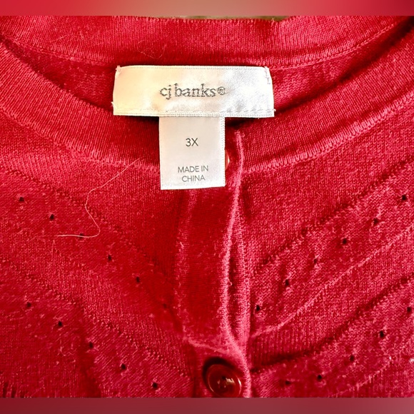CJ Banks Red Short Sleeved Sweater Catdigan - Picture 5 of 16